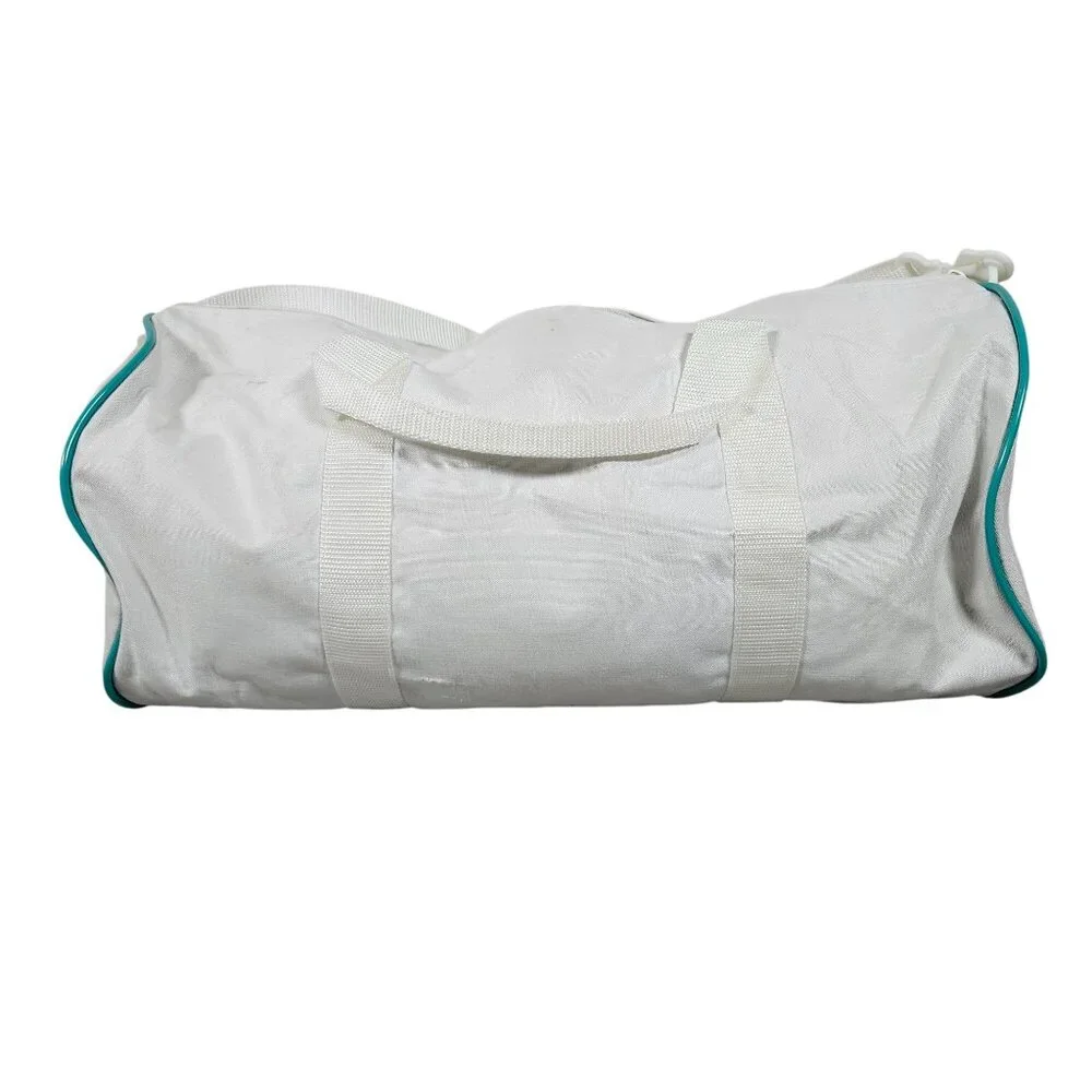 Vintage Hawaii World United Airlines Duffel Bag White With Teal Accents